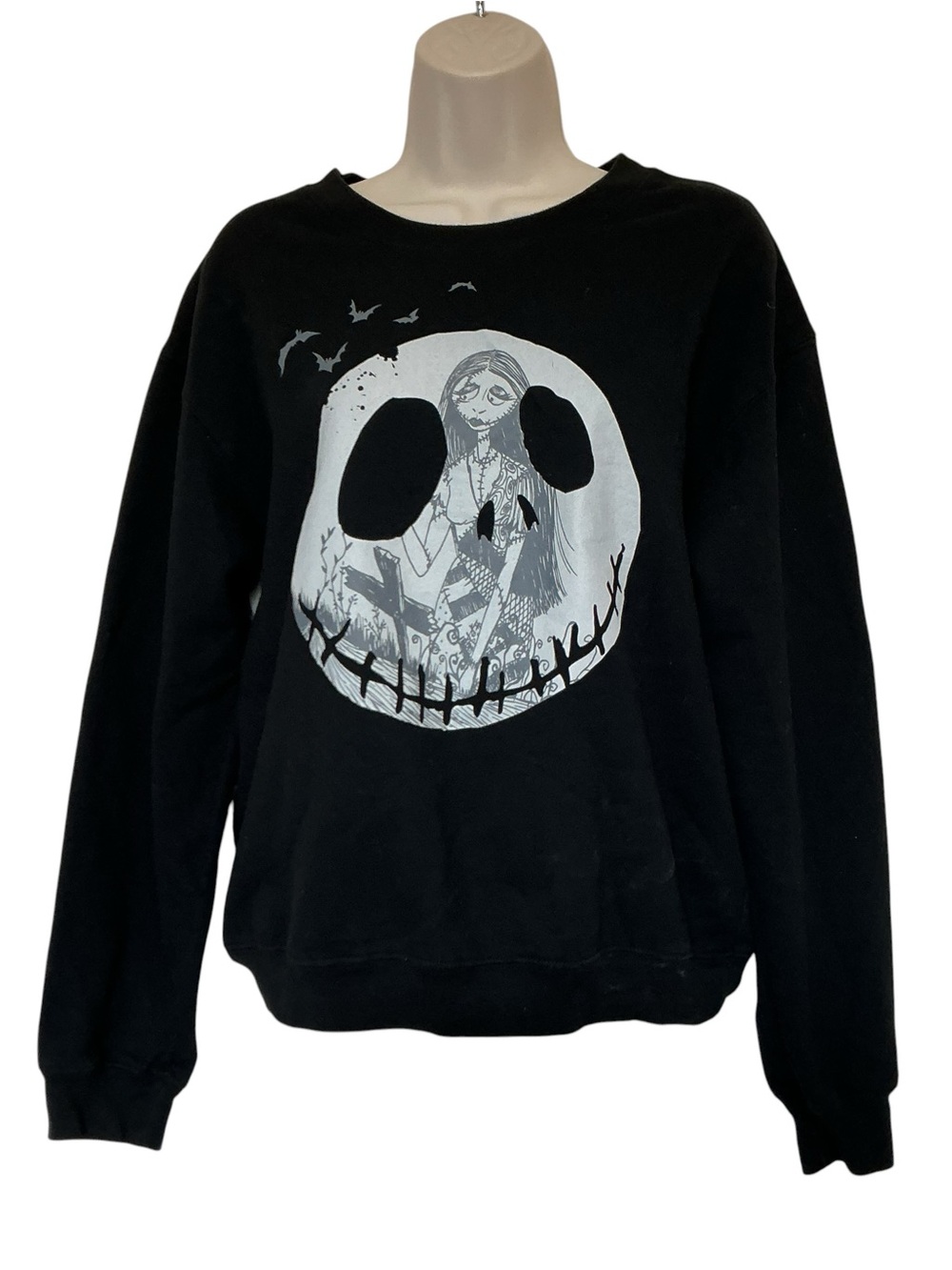 Nightmare Before Christmas Sweatshirt Med Black Disney Sally Jack Skellington